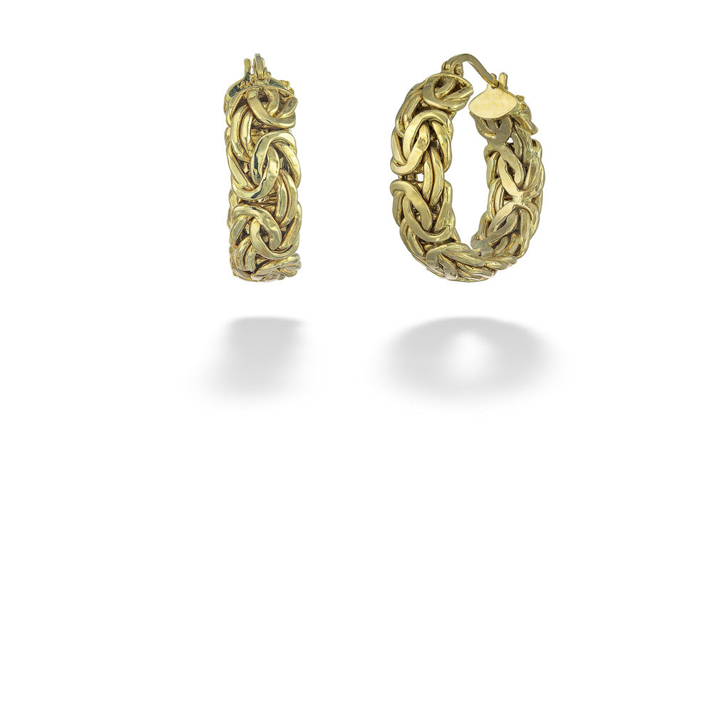 14K Yellow Gold Byzantine Hoop Earrings