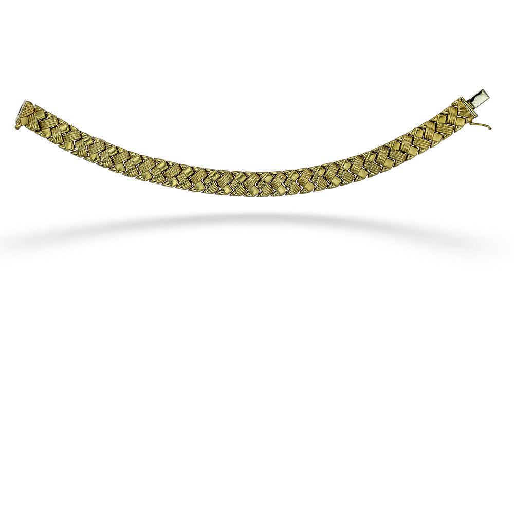 14KY Ridged & Brushed Texture Stampato Bracelet