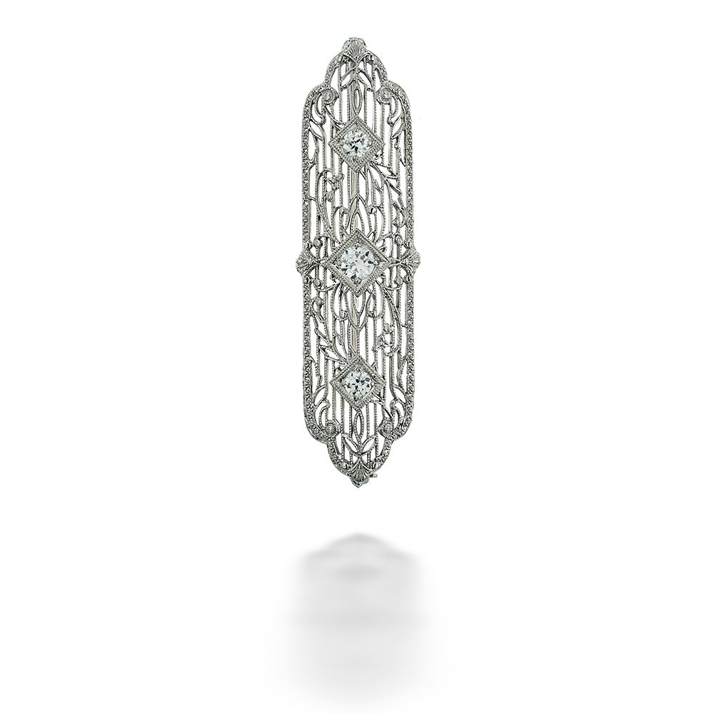 Diamond Art Deco Filigree Brooch