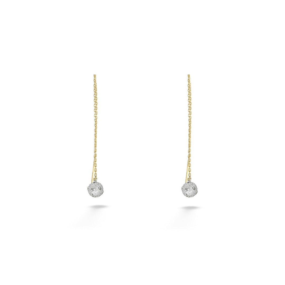 Two-Tone Diamond Ball Threader Earrings