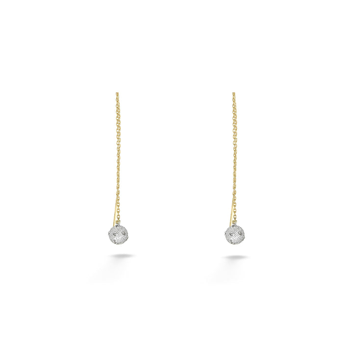Two-Tone Diamond Ball Threader Earrings