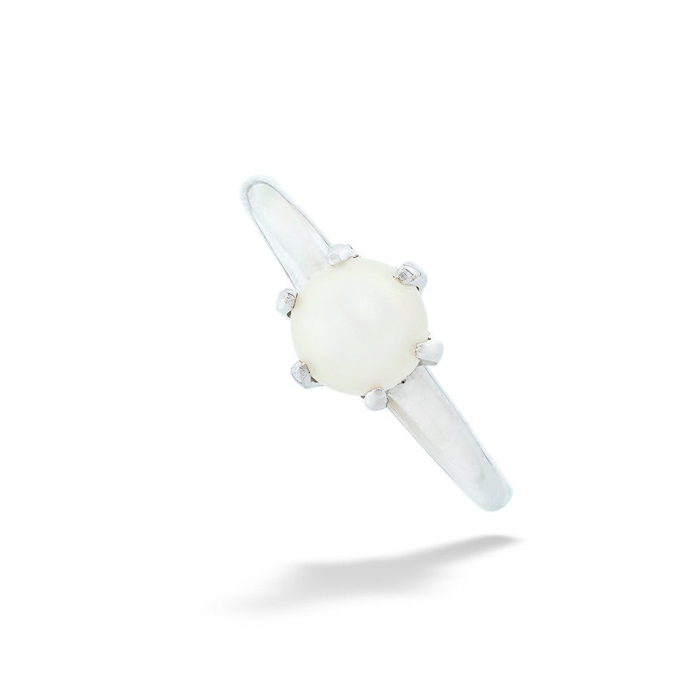 14 Karat White Gold 6.0 Millimeter Cultured Akoya Pearl Ring