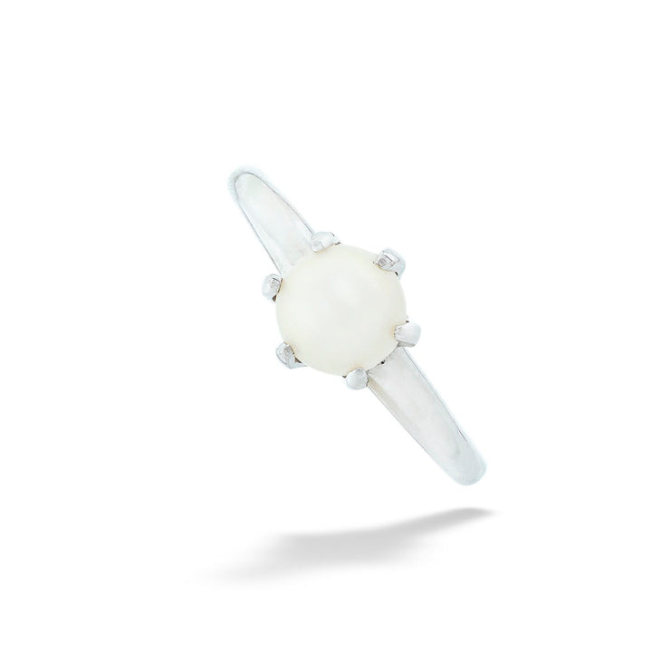 14 Karat White Gold 6.0 Millimeter Cultured Akoya Pearl Ring