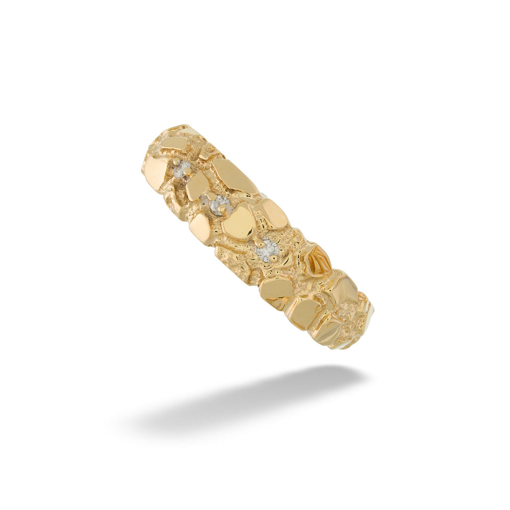 10K Gold Diamond Nugget Ring