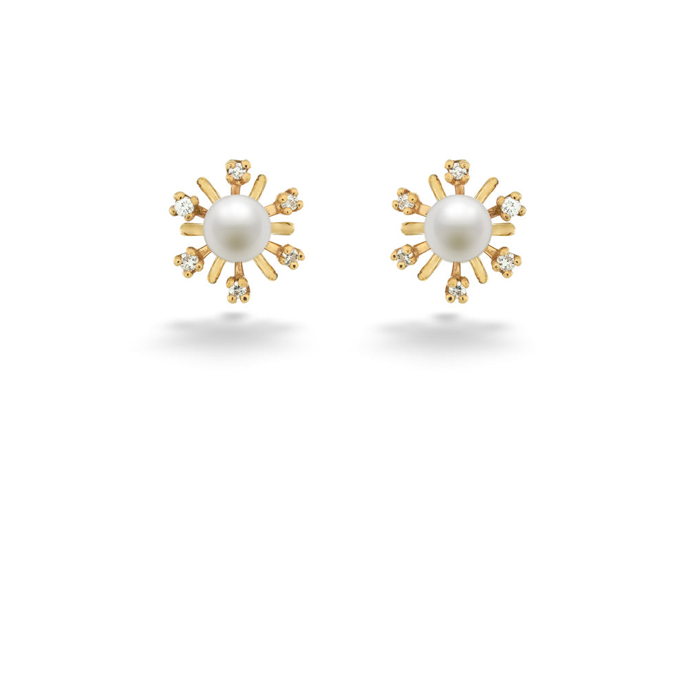 Starburst Akoya Pearl and Diamond Earrings