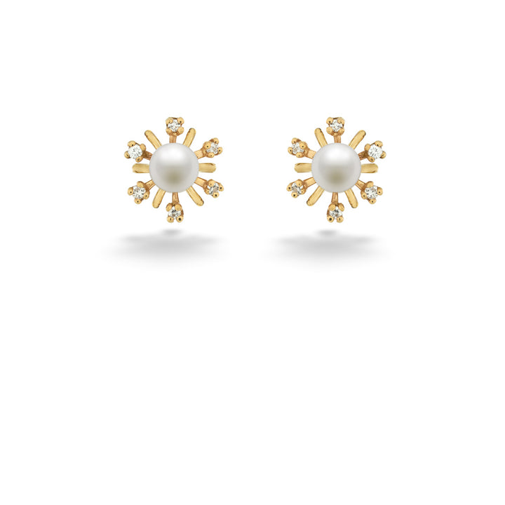 Starburst Akoya Pearl and Diamond Earrings