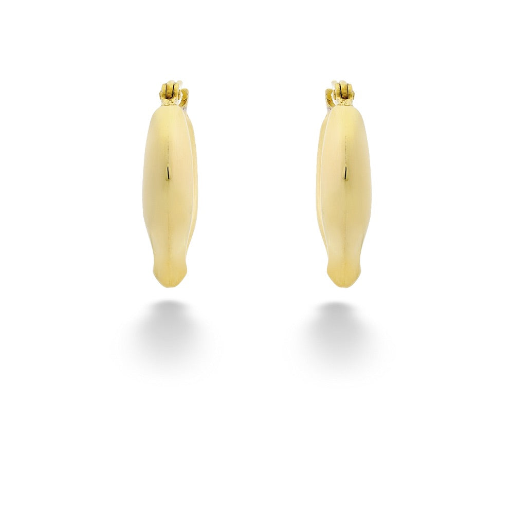 Pair of gold hoop earrings on a white background Heart Shape Hoop Earrings