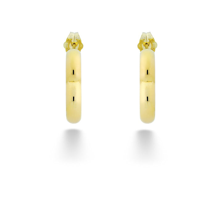 Gold hoop earrings on a white background Small Open Heart J Hoops