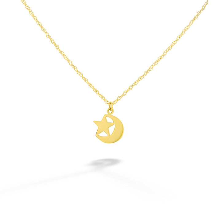 Gold Star and Moon Pendant Necklace
