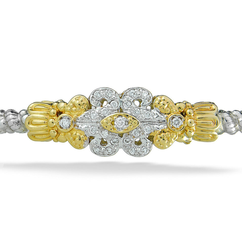 Two-Tone Filigree & Diamond Bangle by Vahan