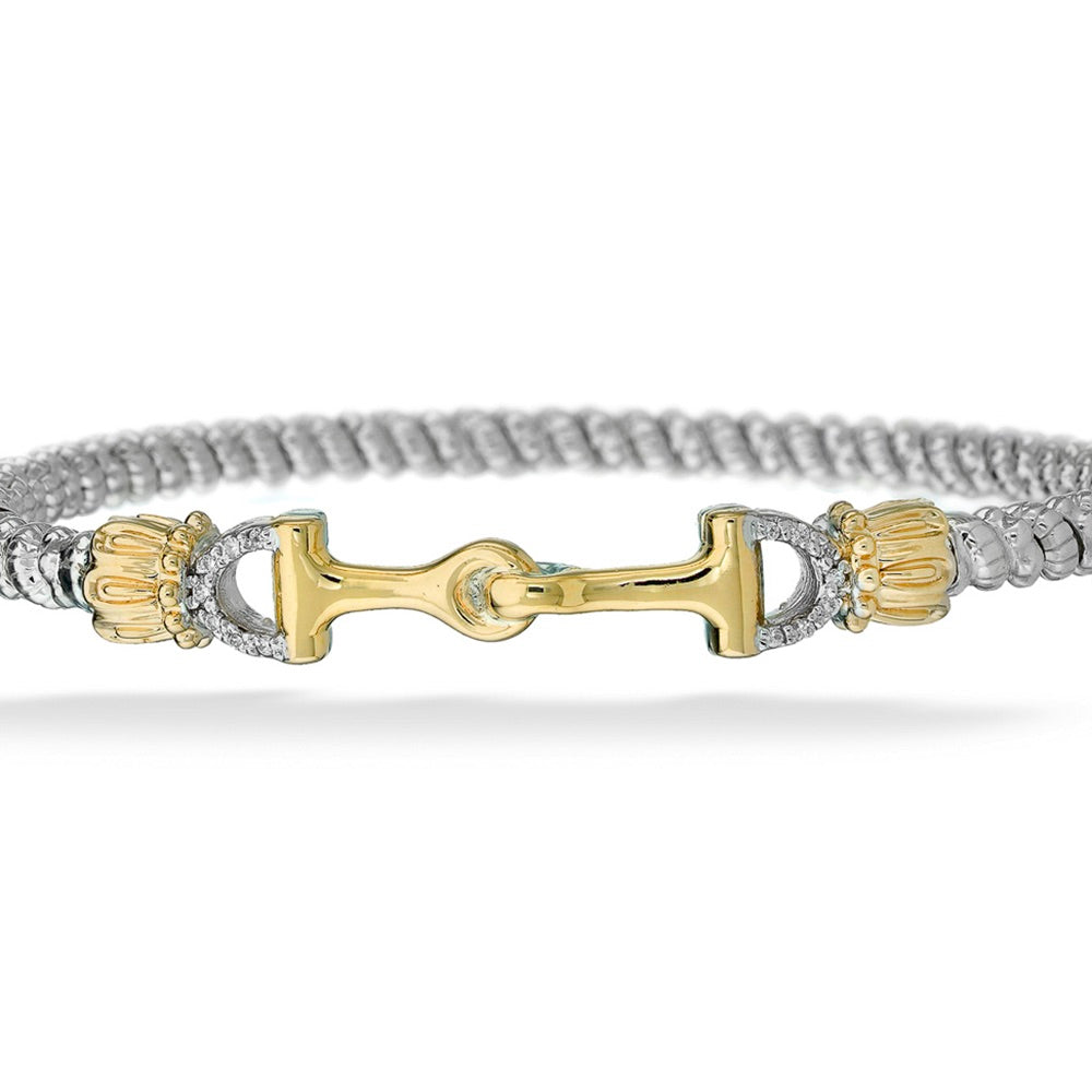 Two-Tone Diamond & Gold Equestrian Bangle Bracelet by Vahan