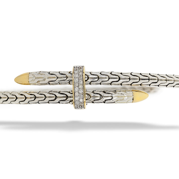 Silver and gold bracelet with diamond accents on a white background Golden Spearhead Bracelet by John Hardy