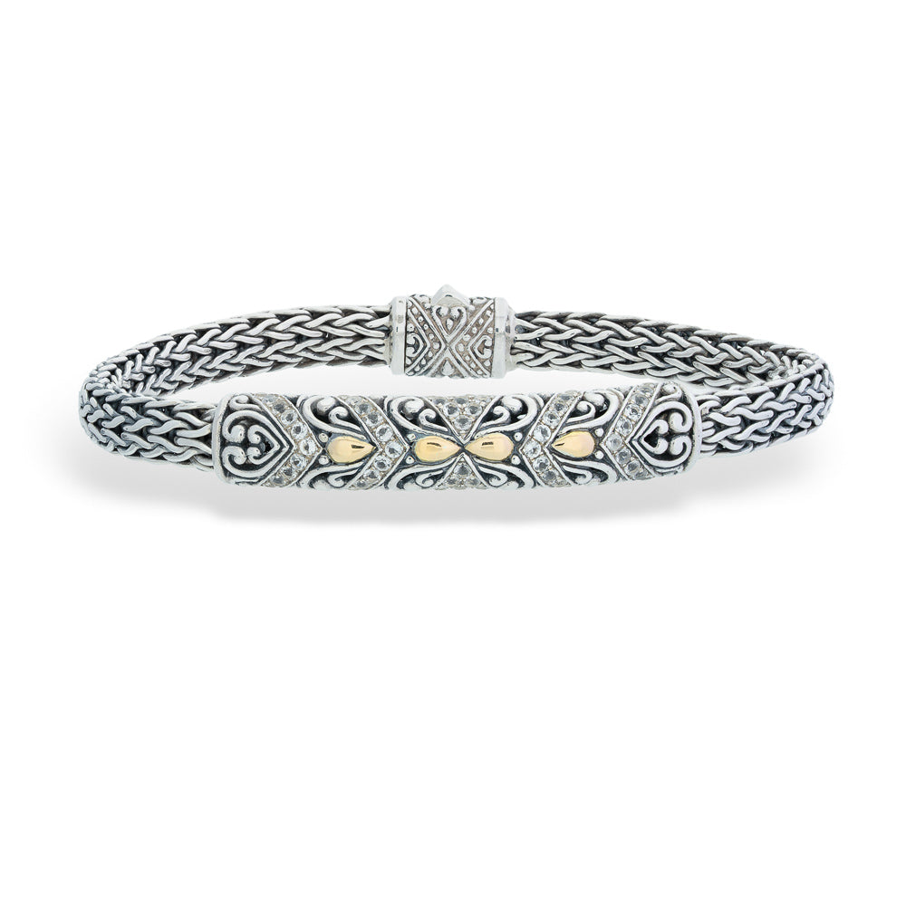 Filigree Bar Bracelet with White Topaz by Samuel B.