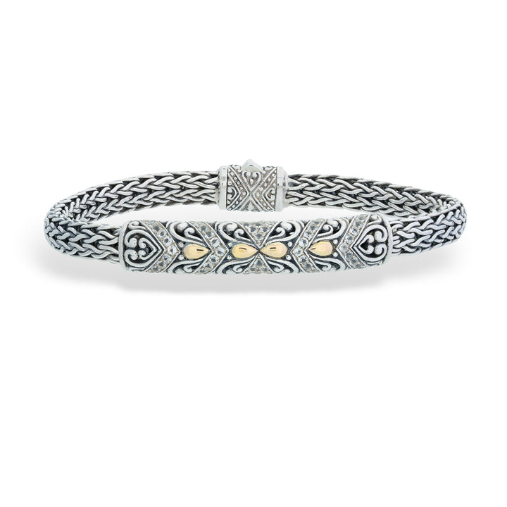 Filigree Bar Bracelet with White Topaz by Samuel B.