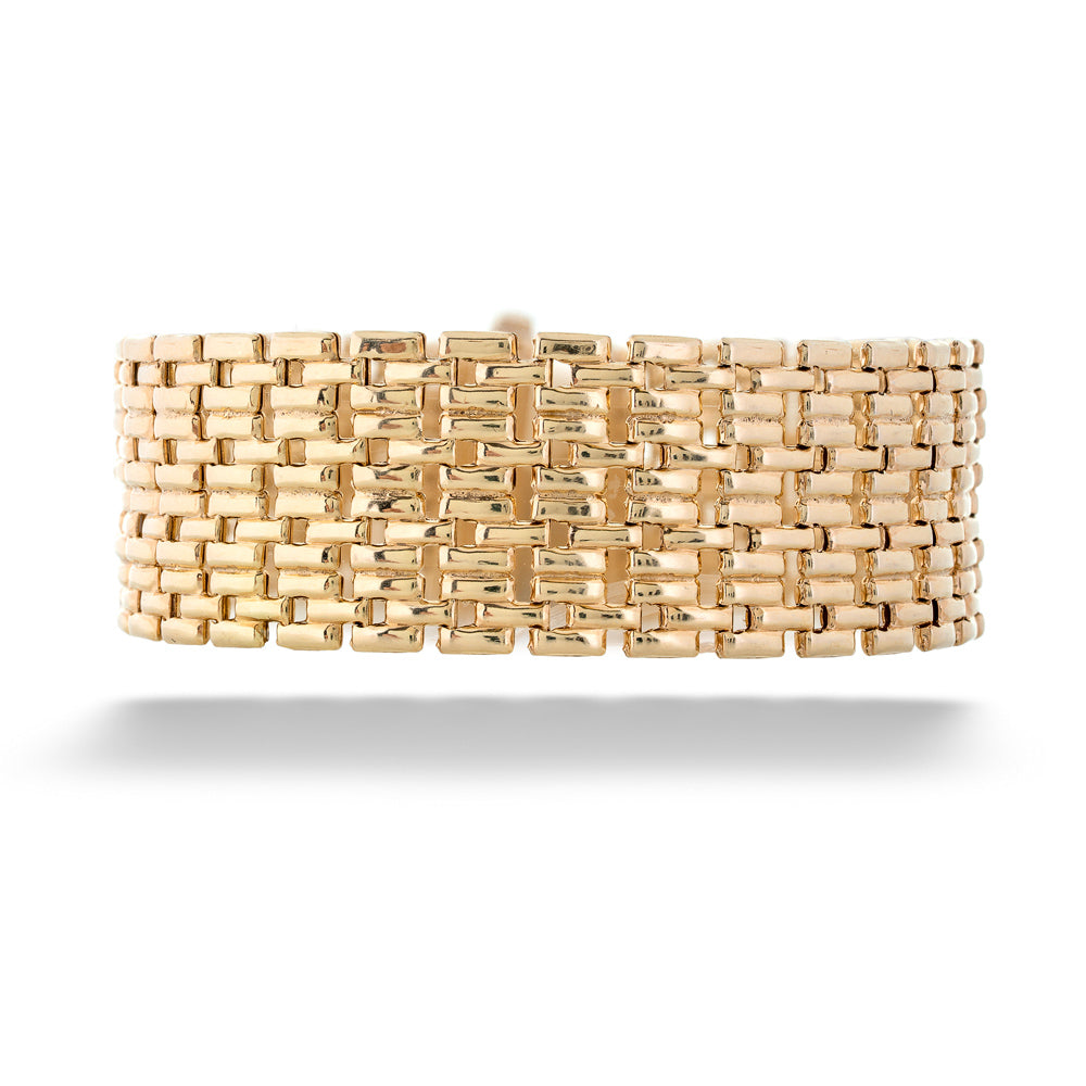 Gold bracelet on a white background  20mm Square Link Bracelet by Miss Mimi 