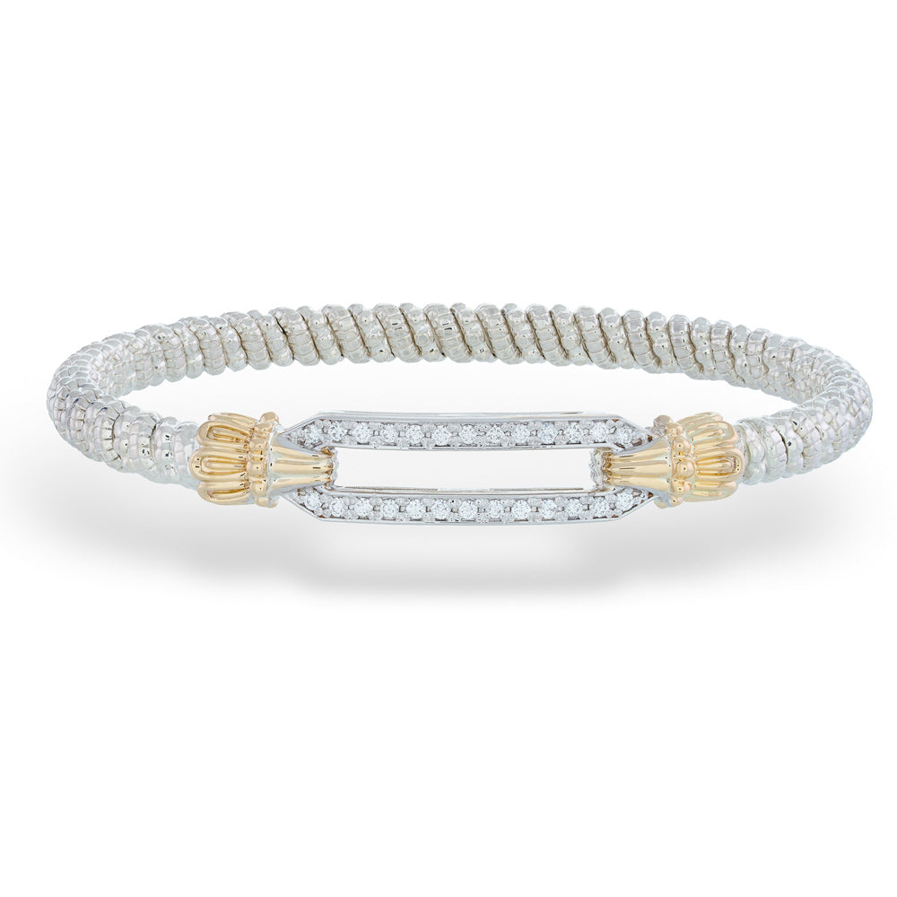 Diamond bracelet with gold clasp on a white background Elongated Diamond Link Bracelet by Vahan