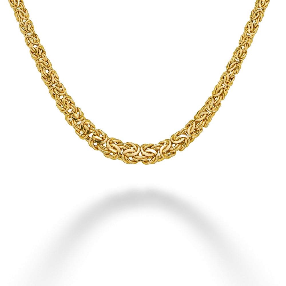 14K Yellow Gold Graduated Byzantine Necklace