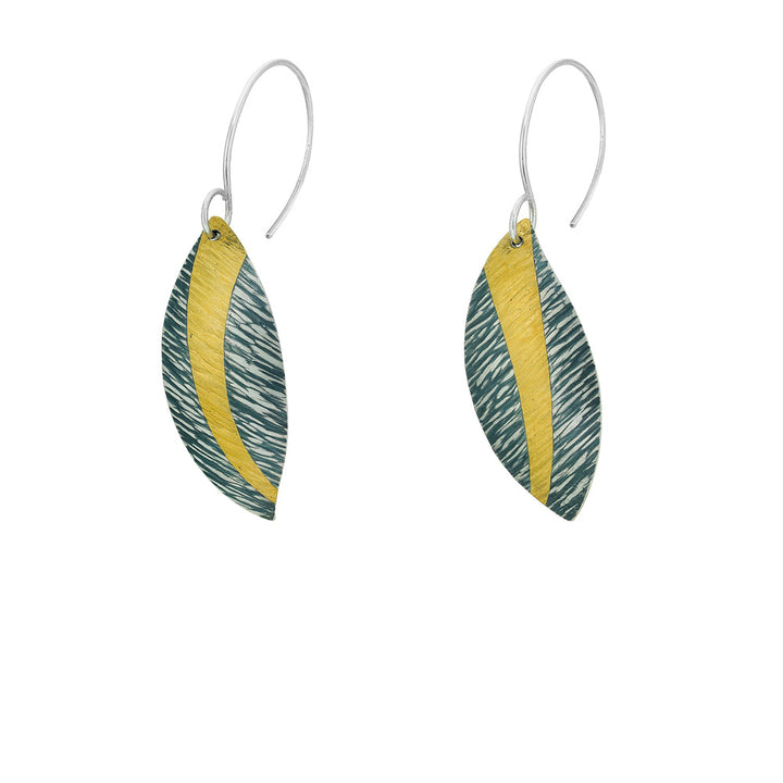 Oxidized Sterling Silver & Gold Laurel Leaf Earrings by Melanie Considine