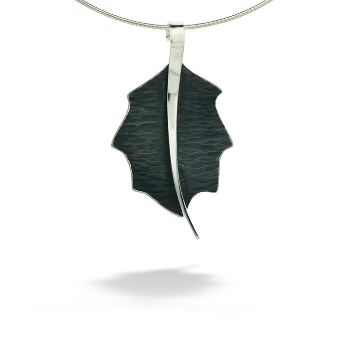 Oxidized Sterling Silver Oak Leaf Necklace by Melanie Considine