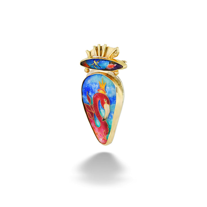 Angled to the right Crowned Flamingo Pendant by Katrin Wolf