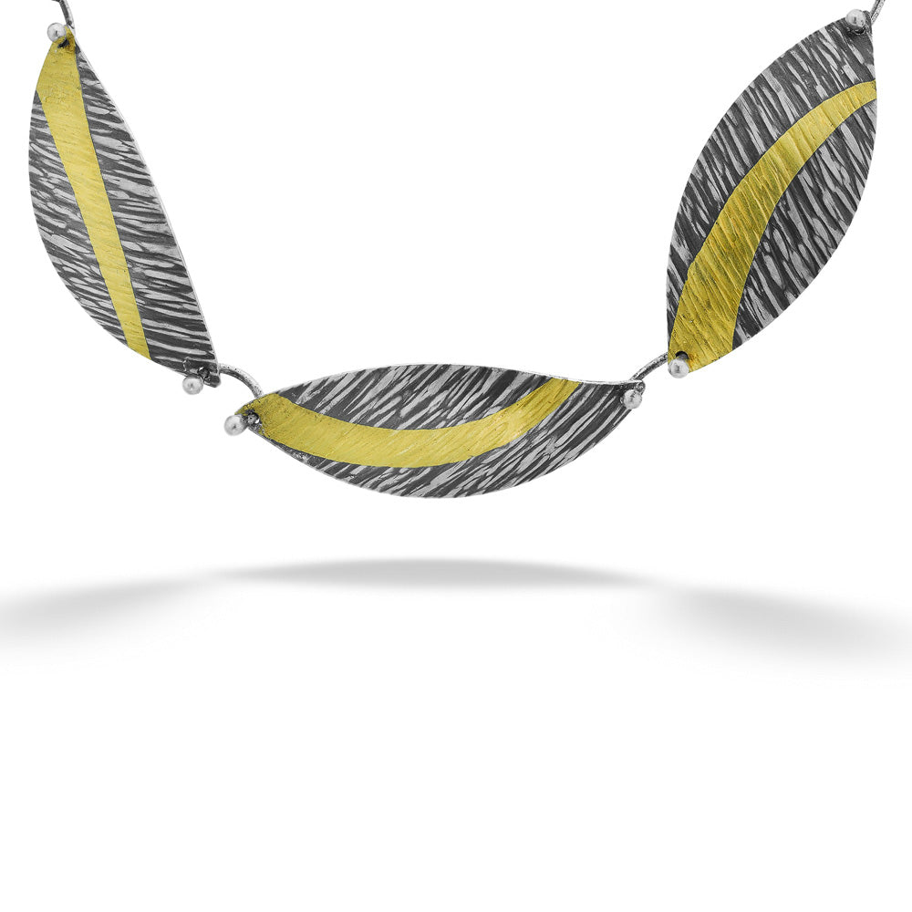 Oxidized Sterling Silver & Gold Laurel Leaf Necklace by Melanie Considine