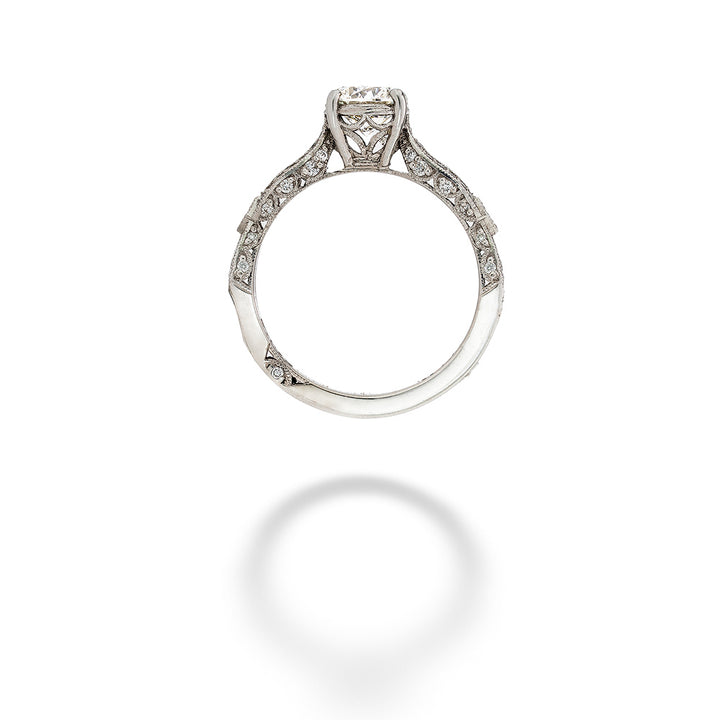 Diamond with Crescent Silhouette Engagement Ring Top View