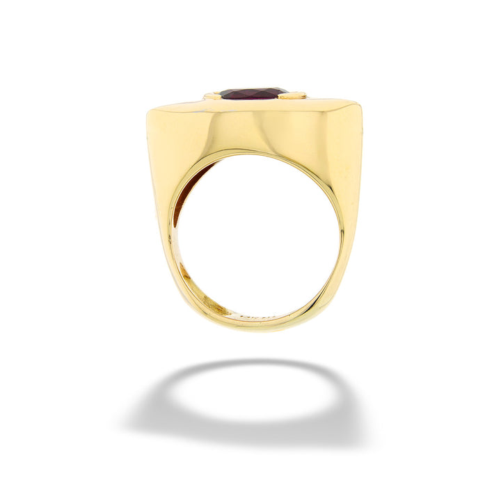 14K Gold Rubellite Tourmaline and Diamond Ring