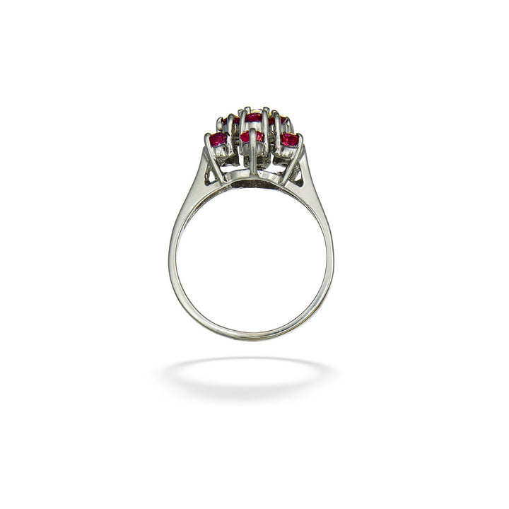 Diamond & Ruby Cluster Flower Ring