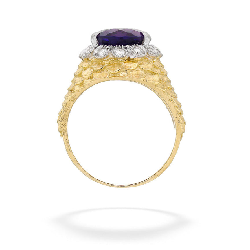 Oval Amethyst  & Diamond Ring