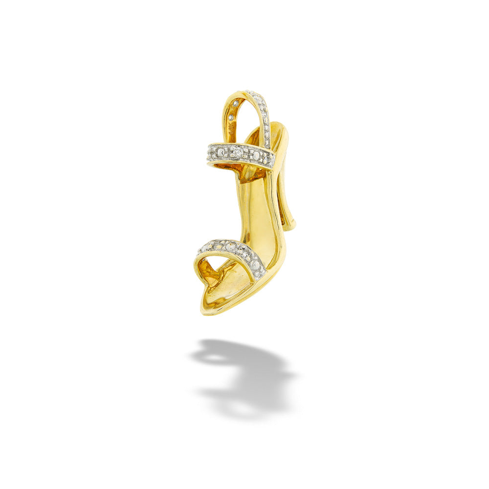 14K Gold Diamond High Heel Shoe Pendant