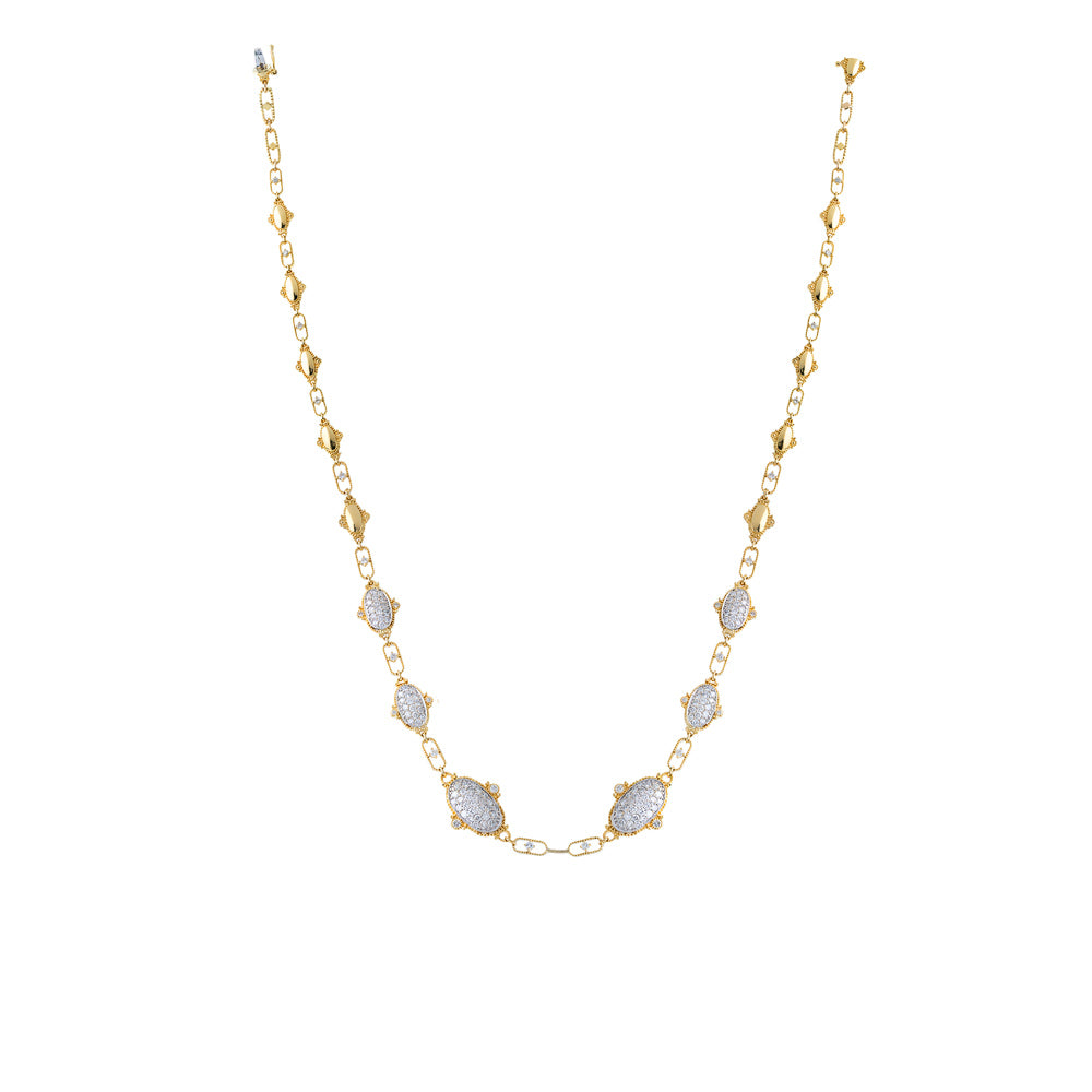 Gold necklace with gemstone accents on a white background Diamond Drop Necklace