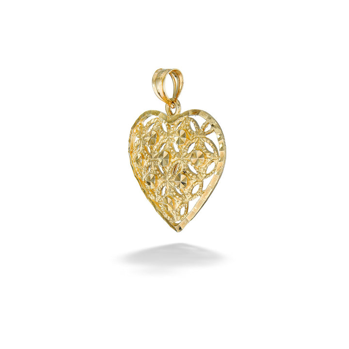 Filigree Heart Pendant with Diamond Cut Accents