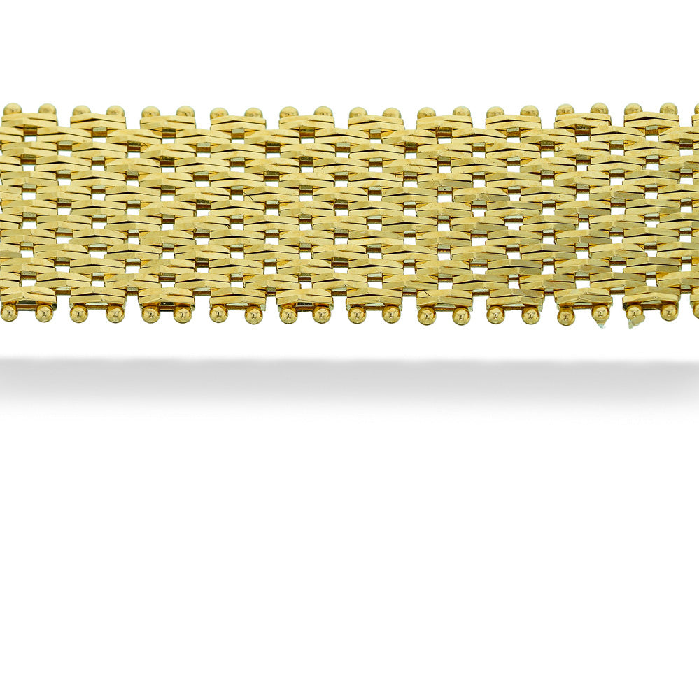 14ky 11.8mm Wide "Sparkle" Bar & Pin Style Bracelet 8"