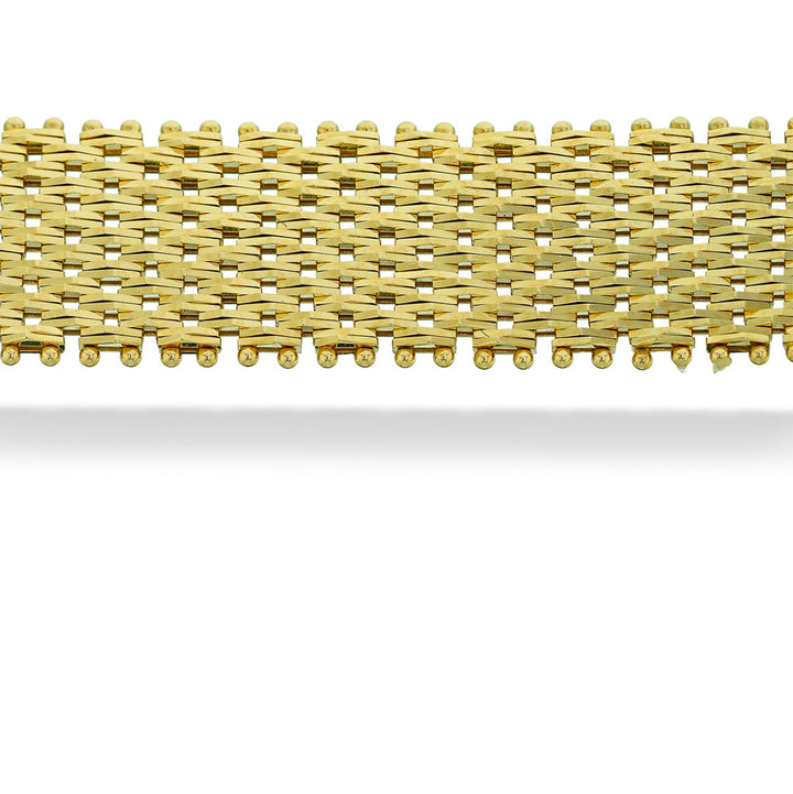 14ky 11.8mm Wide "Sparkle" Bar & Pin Style Bracelet 8"