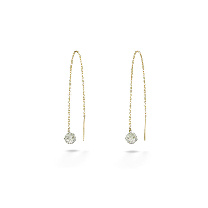 Two-Tone Diamond Ball Threader Earrings