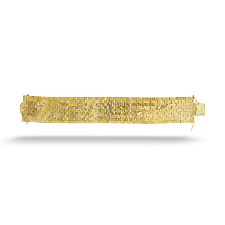 14K Yellow Gold “Brick” Style Engraved Bracelet