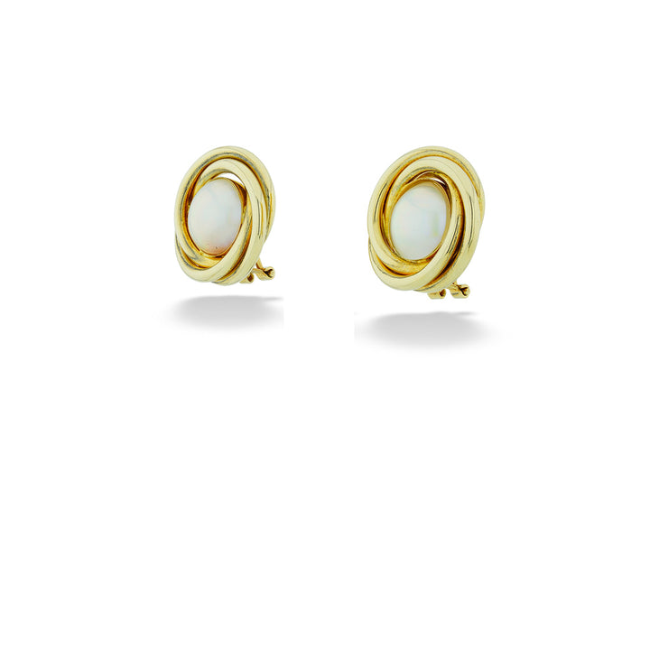 14 Karat Yellow Gold 13 Millimeter Mabe Pearl Triple Knot Earrings