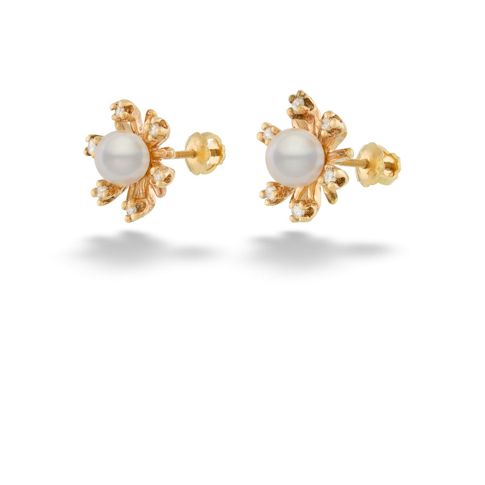 Starburst Akoya Pearl and Diamond Earrings
