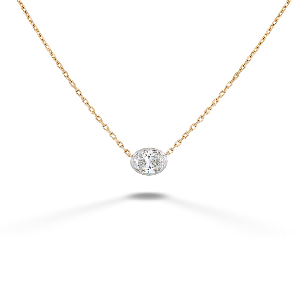 Oval Lab Grown Diamond Solitaire Necklace by Miss Mimi