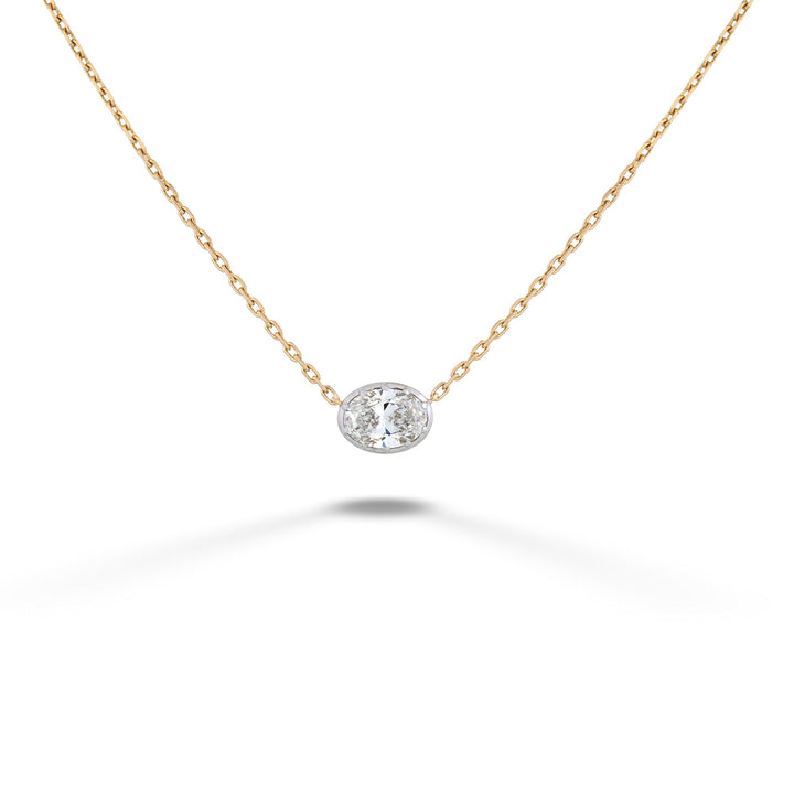 Oval Lab Grown Diamond Solitaire Necklace by Miss Mimi