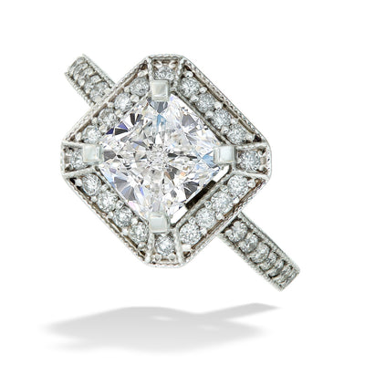 Cushion-Cut Center Diamond Engagement Ring