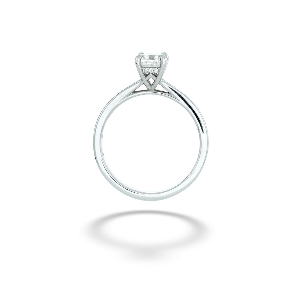 Silver ring with a diamond on a white background Platinum Solitaire Cushion-Cut Diamond Ring by Forevermark 
