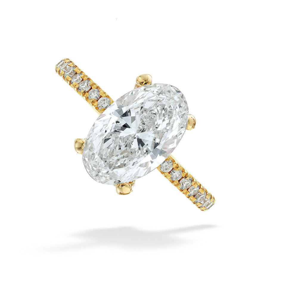 14K Yellow Gold & Diamond Semi-Mount Set with 1.90ct F SI1 Oval Diamond