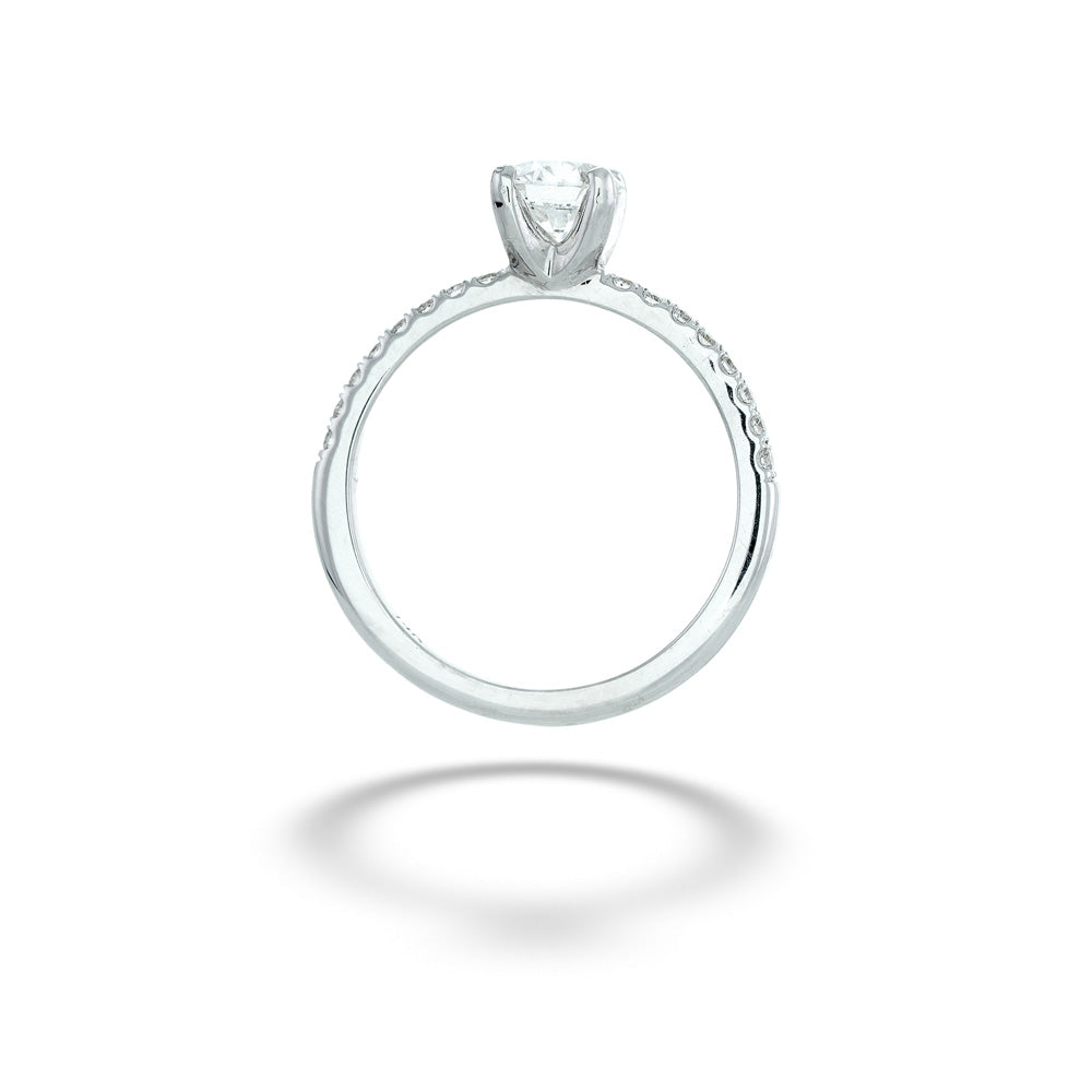 Silver ring with a diamond on a white background 0.70ct Round Diamond Center Semi-Mount Ring