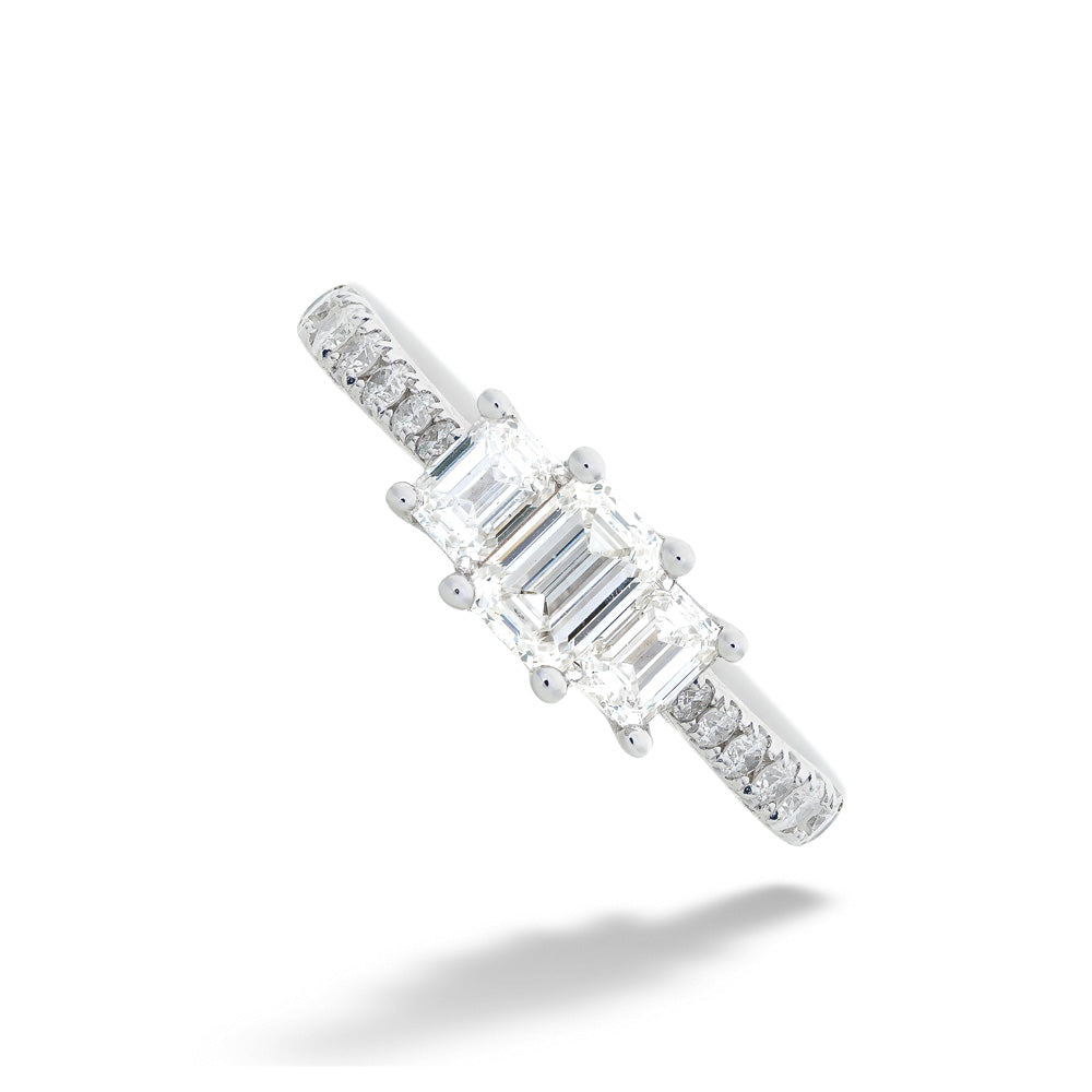 1.45tdw Emerald Cut 3-Stone Diamond Ring