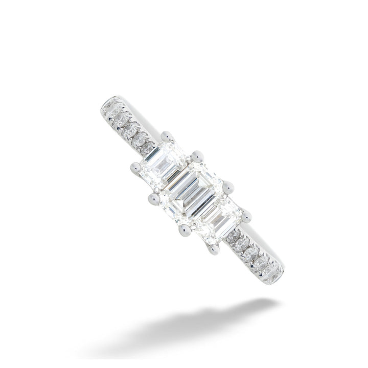 1.45tdw Emerald Cut 3-Stone Diamond Ring