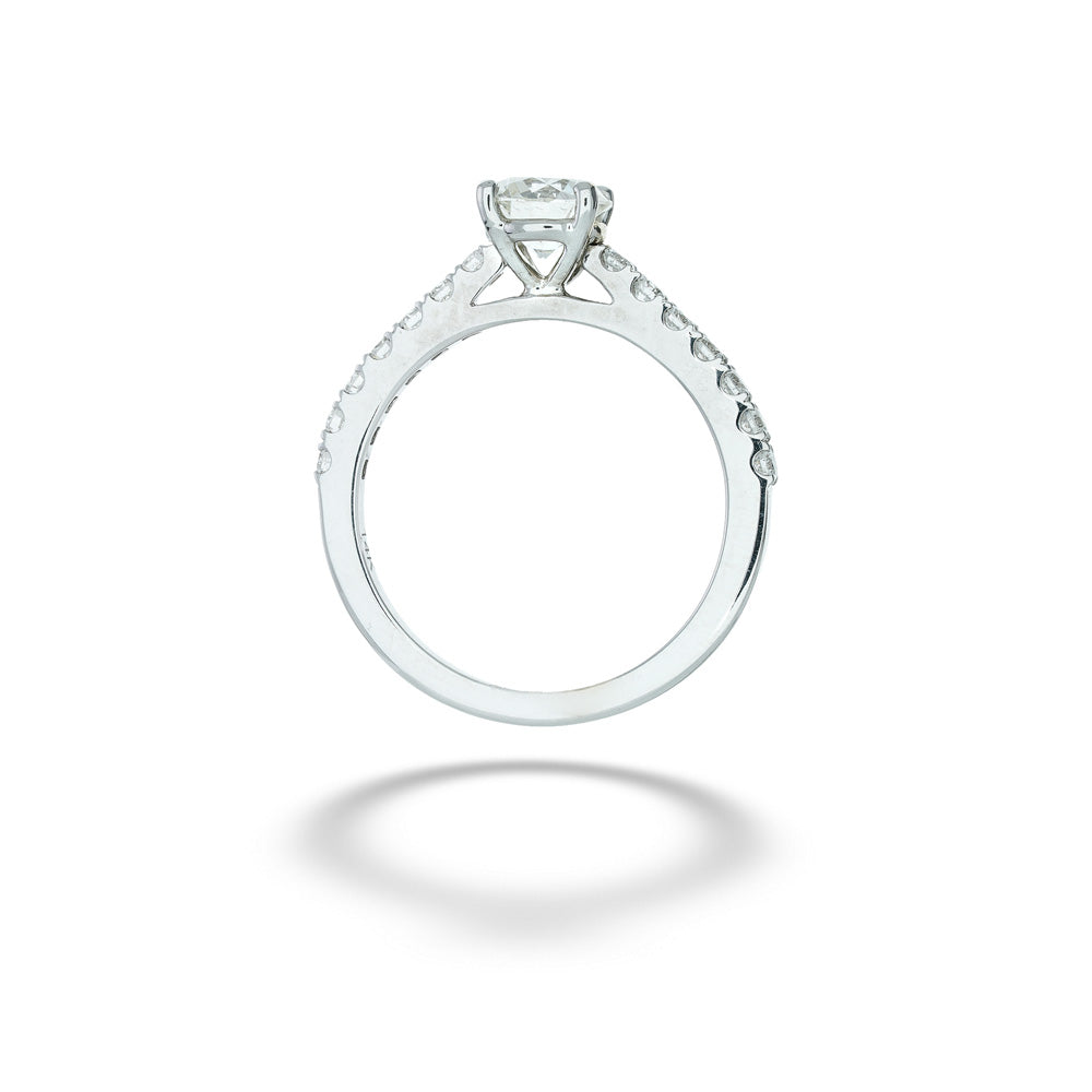 Diamond ring on a white background 0.90ct J SI1 Round Diamond Center Ring