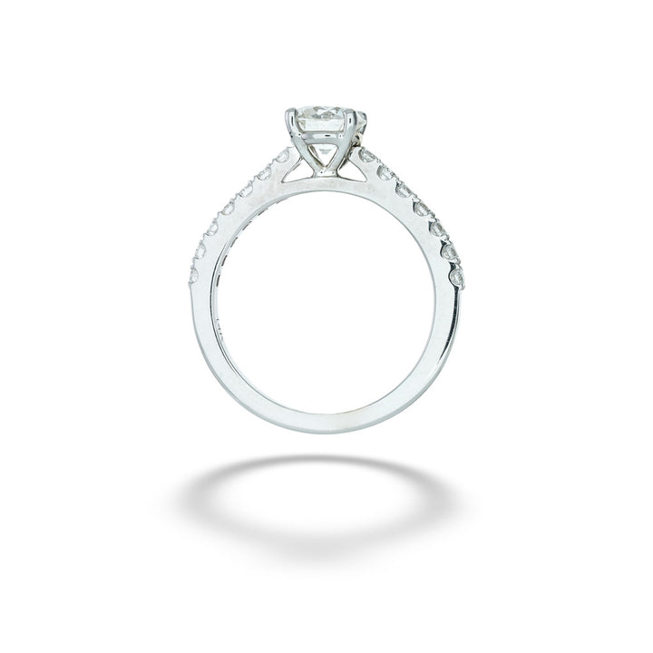 Diamond ring on a white background 0.90ct J SI1 Round Diamond Center Ring