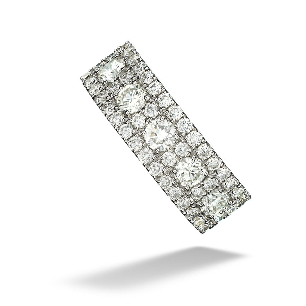 Three Row Bead Set Diamond Wedding Band