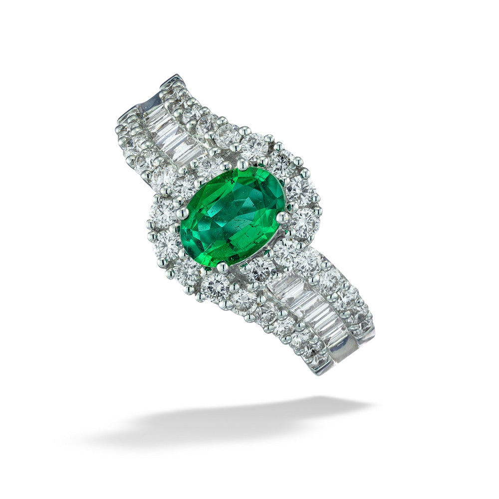 0.63ct Oval Emerald & Diamond Ring